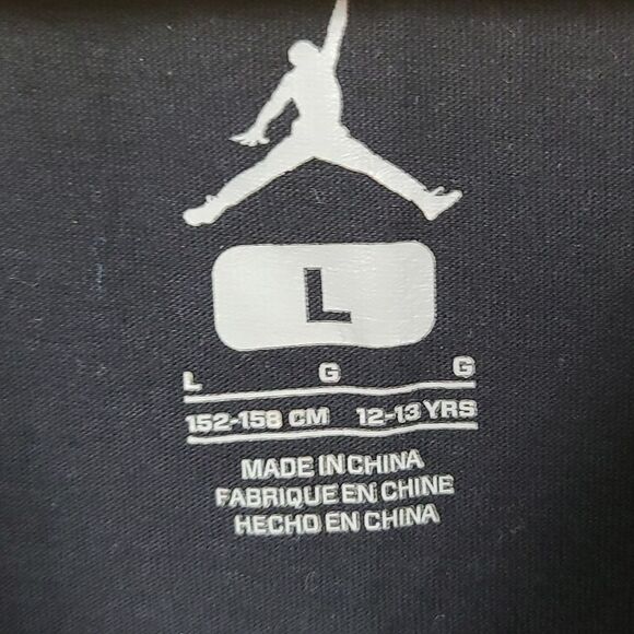 Air Jordan Girls Large Basketball Tee Black Short Sleeve T-shirt Cotton Knit Top - Picture 3 of 4